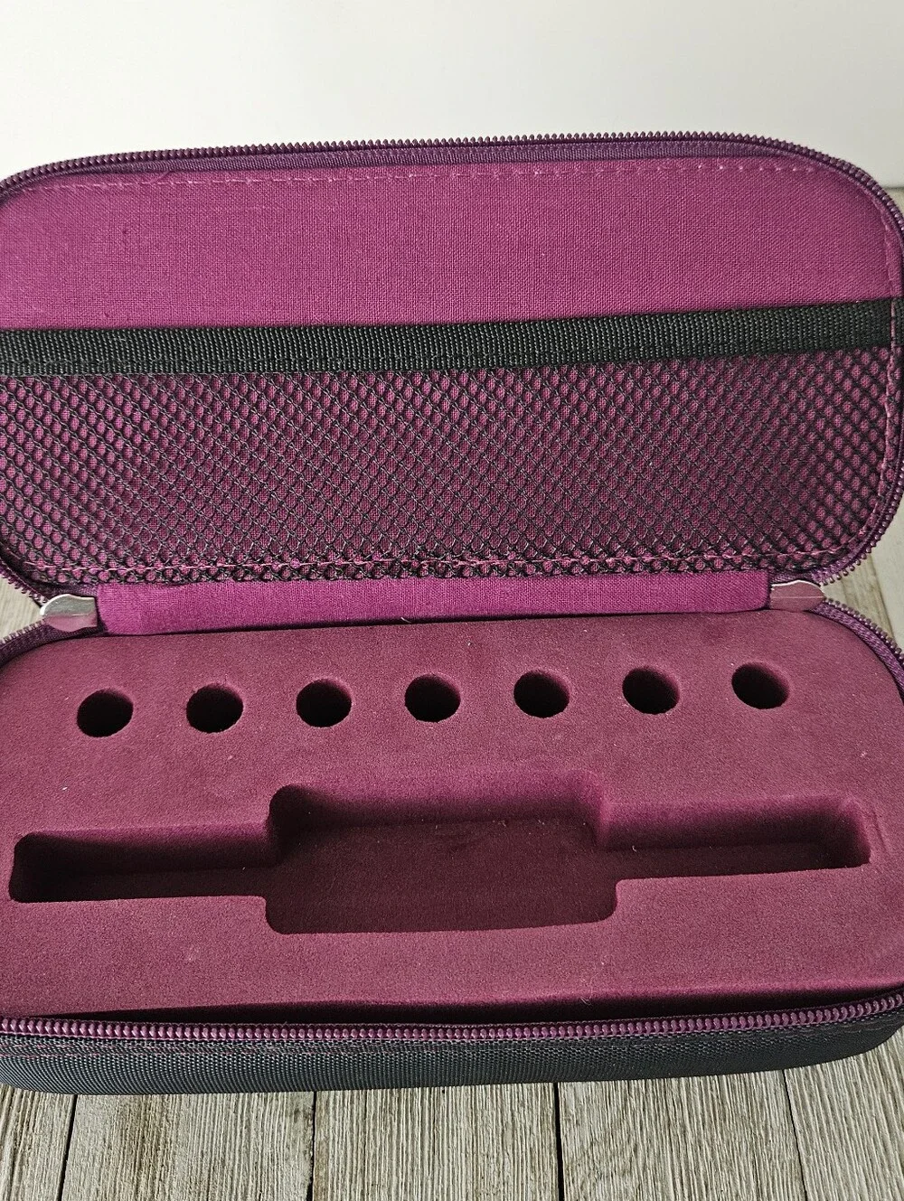 Navy Blue Purple Multi-Purpose Zippered Canvas Hardshell Case with Removable Foa